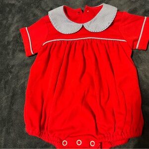 Red Baby Bodysuit with Checkered Collar
